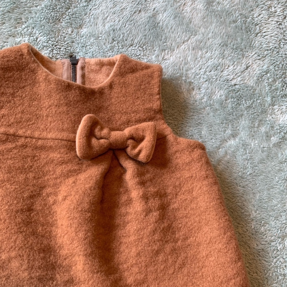 GOBI Mongolian Cashmere Brown Bow Accent Baby Girls Fancy Dress 12 MOS - Picture 4 of 5